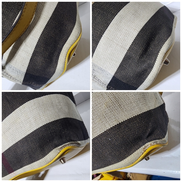 BURBERRY Canvas Mega Check Medium Ashby Hobo Saddle Bag Yellow/Beige - Picture 11 of 14